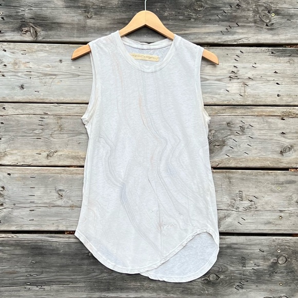 Raquel Allegra Marble Dye White Linen Cotton Blend Tanktop Size Small - Picture 1 of 4